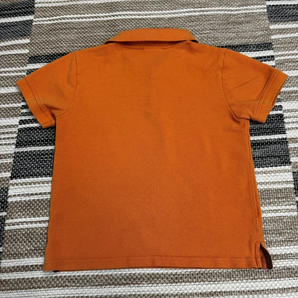 Disney Mickey Mouse Polo Shirt Boys‎ Medium Orange Embroidered Pique Cotton